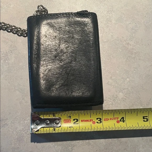 Vintage Biker Black Leather Chain Wallet - Picture 5 of 9